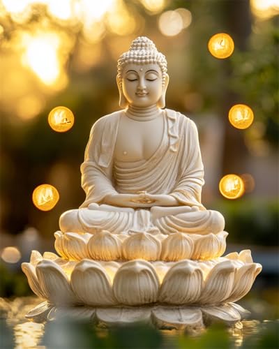 Taxpy Diy Perlenstickerei Set Lotus Buddha Statue Perlenstickerei Kits Fantasy Buddha Statue Diy Perlenstickerei Kits Perlen Set Basteln Perlen Stickset Home Decor 40x50cm von Taxpy