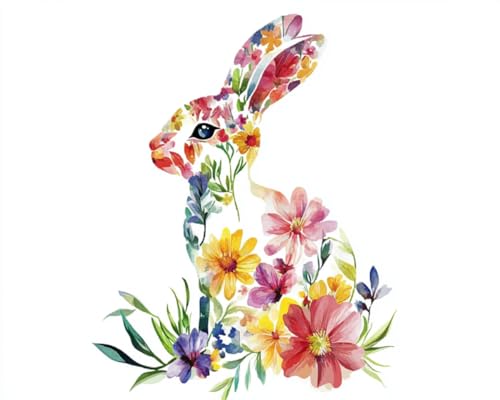 Taxpy Diy Stickbilder Erwachsene Blume Kaninchen Tier Perlen-Kreuzstich, Perlenstickerei, Diy-Wandbehang, 3D-Perlens-Set 40x50cm Taxpy Diy Stickbilder Erwachsene Blume Kaninchen Tier Perlen-Kreuzstich, Perlenstickerei, Diy-Wandbehang, 3D-Perlens-Set 40x50cm von Taxpy