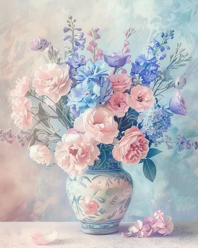 Taxpy Diy Stickbilder Erwachsene Blumen In Einer Vase Perlenstickerei-Sets Bunte Blumen Diy Perlenstickerei Materialpaket Handgemachtes Stereoskopisches Foto Ornament Geschenk 60X80Cm von Taxpy