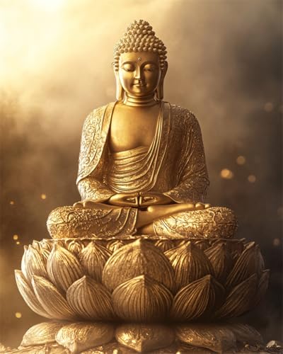 Taxpy Diy Stickbilder Erwachsene Perlenstickerei-Set Mit Goldener Buddha-Statue,Fantasie-Buddha-Statue,Perlenstickerei,Nadelspitzen-Set,Stickwerkzeuge Für Frauen,Hobby-Kreuzstich-Sets 60X80Cm von Taxpy