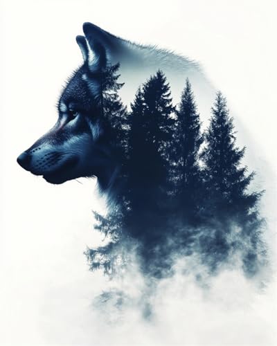 Taxpy Diy Stickbilder Erwachsene Wolf Tier Perlenstickerei Kits Berglandschaft Diy Perlenstickerei Materialpaket Handgemachtes Stereoskopisches Foto Ornament Geschenk 30x40cm von Taxpy