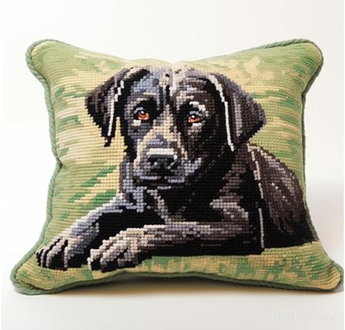 Taxpy Kissenbezüge Knüpfhaken Set mit Kissen, Haustierhund Knüpfkissen Set Komplettes Kissenbezug Set für Anfänger, Erwachsene, Heimaccessoire, Wandkunst, 43x43cm von Taxpy