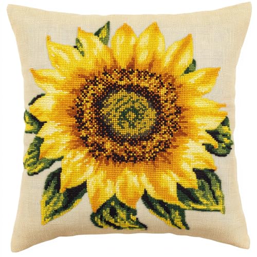 Taxpy Kissenbezüge Knüpfhaken Set mit Kissen, Sonnenblume Knüpfkissen Set Komplettes Kissenbezug Set für Anfänger, Erwachsene, Heimaccessoire, Wandkunst, 43x43cm von Taxpy