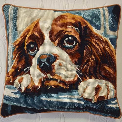 Taxpy Knotting Cushion Set, Tier Hund Latch Cushion Set for Beginners, DIY Latch Hook Kit, Kissen Knotting Cushion,Knüpfkissen Knüpfset 43 x 43 cm von Taxpy