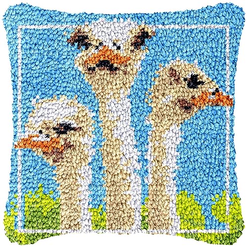 Taxpy Knüpfteppich Zum Selber Knüpf-Sets mit Kissen knüpfen-Set 43x43cm Kissenbezug-Set für Erwachsene und Kinder Latch Hook Kit Heimaccessoire, Wandkunst(Cartoon-Tiermuster,C) von Taxpy