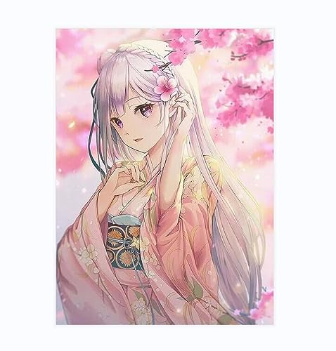 Taxpy Kreuzstich Stickpackungen Vorgedruckt, Anime Schönes Mädchen Und Sakura,40X50Cm Sticken Set Erwachsene Kreuzstich Bild,Sticken Set Anfänger Für Wandkunst-Heimdekoration von Taxpy