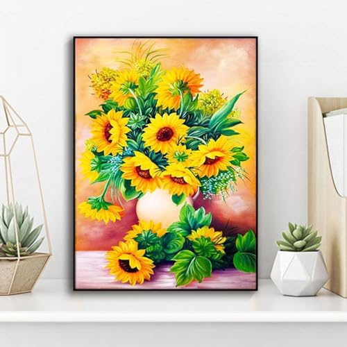 Taxpy Kreuzstich Stickpackungen Vorgedruckt, Sonnenblume,30X40Cm Bilder Stickerei Set von Taxpy