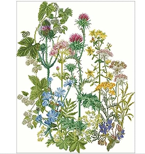 Taxpy Kreuzstich Stickpackungen Vorgedruckt, Wildblumen-Blumenmuster, 40 X 50 Cm Sticken Set Erwachsene Kreuzstich Bild,Sticken Set Anfänger Für Wandkunst-Heimdekoration von Taxpy