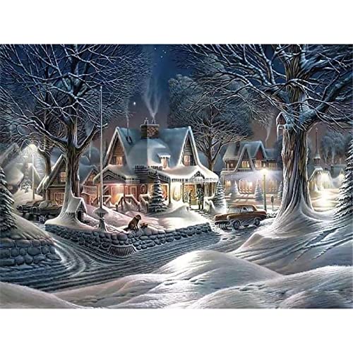 Taxpy Kreuzstich Stickpackungen Vorgedruckt Set Erwachsene, Landschaft Haus Winter Schnee Landschaft Diy 11Ct Kreuzstich Stickpackungen Handarbeit Bastelset Baumwollfaden Stickvorlagen Stickbilder Vo von Taxpy