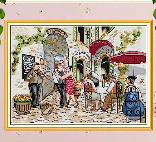 Taxpy Kreuzstich Stickpackungen Vorgedruckt Set Erwachsene, Roadside Dance-Muster, 30X40Cm Vorgedruckt Kreuzstich Stickpackung Zum Sticken Starter Set Für Erwachsene Kinder Anfänger, Cross Stitch von Taxpy