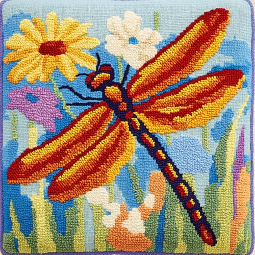 Taxpy Latch Cushion Set, Blumen und Bienen Handgefertigtes Kissen Knotting Cushion Craft Knüpfkissen Diy Knüpfset Knüpfhaken Knüpfen Dekokissen 43x43cm von Taxpy