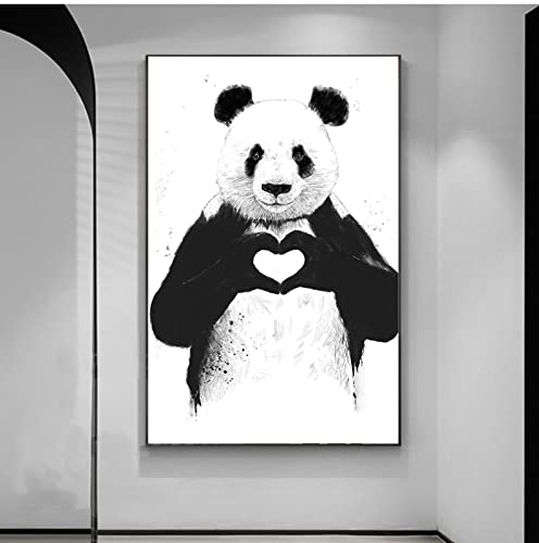 Taxpy Prints Panda Heart Geste Boxing Wall Art Posters Nursery Picture For Kids Room Decor Baby Room Cute Animal Canvas Painting,50x70 No Frame von Taxpy