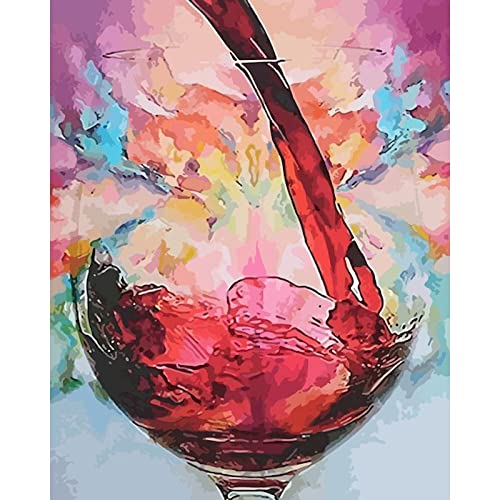 Wein Diy Malen Nach Zahlen Leinwand Zeichnung Handbemalte Kits Acrylfarben Einzigartiges Geschenk Wanddekoration Kunst, Rahmen Zum Selbermachen, 40 X 50 Cm Digitales Ölgemälde Diy Gemälde Wohnzimmer von Taxpy