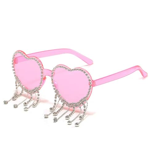 Bachelorette Party Quaste Herz Sonnenbrille Rosa Herz Quaste Brille für Frauen Gril Kinder Lustige Junggesellinnenabschied Hochzeit Disco Party Geschenk Zubehör Supplies von Tbay