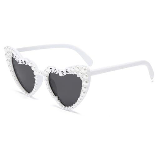 Tbay Sonnenbrille für Junggesellinnenabschied, herzförmige Perlenbrille für Damen, Kinder, Brautjungfer, zukünftige Braut, Party, Geschenk, Zubehör, Junggesellinnenabschied, Zubehör von Tbay