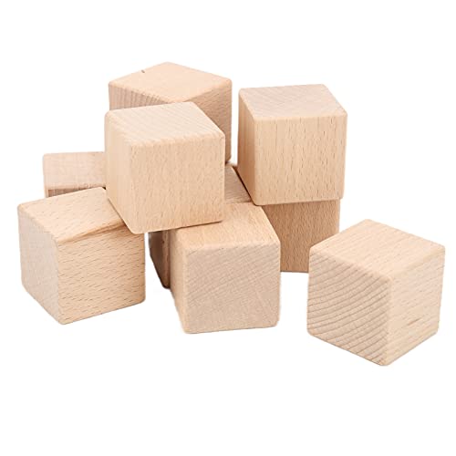 10pcs Natürliche Unvollendete Woodden-Würfel für Handwerk, DIY, Wohnkultur-4cm-Uniformgröße und Robust von Tbest