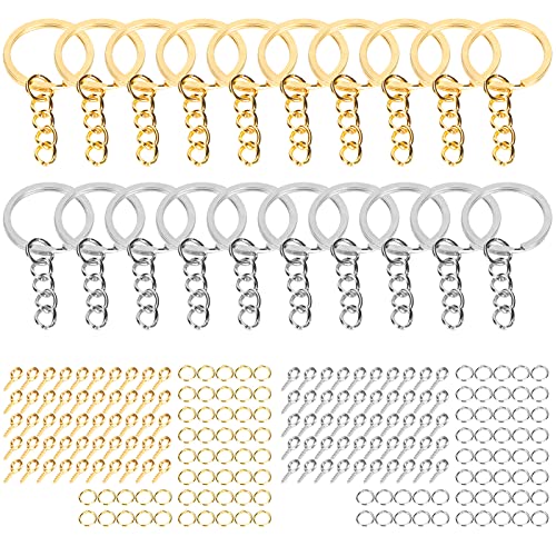 220pcs Bündel von DIY -Split -Schlüsselbund -Ringen mit Alphabetbuchstaben, Zahlen Anhänger und Augenstiften für das Handwerk und Dekoration von Tbest