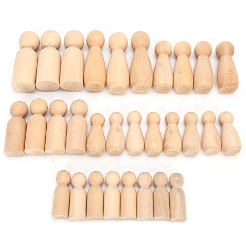 30 Pack Unvollendete Hölzerne Peg -Puppenkörper, Natürliche Menschen Formen für DIY -Malerei, Ideal für Kunst- und Handwerksprojekte von Tbest