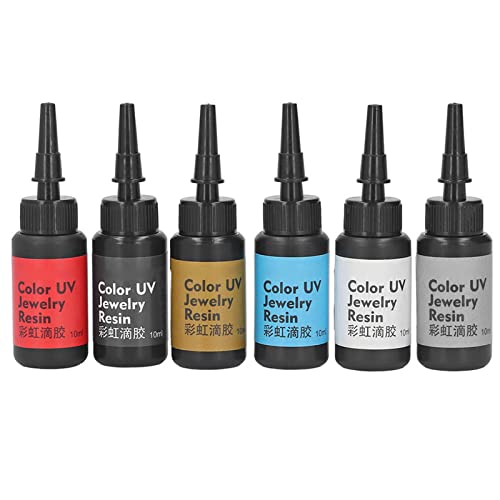 6 Stück 10 ml UV-Harz-Harz-Schnellhärtung, lebendige Farbe, UV-Epoxidharz für die Herstellung von Schmuck, Basteln, ideal für UV-Schmuck und Pigmentharz von Tbest