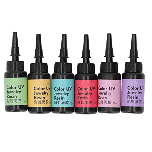 6 Stück 10 ml UV-Harz-Harz-Schnellhärtung, lebendige Farbe, UV-Epoxidharz für die Herstellung von Schmuck, Basteln, ideal für UV-Schmuck und Pigmentharz von Tbest