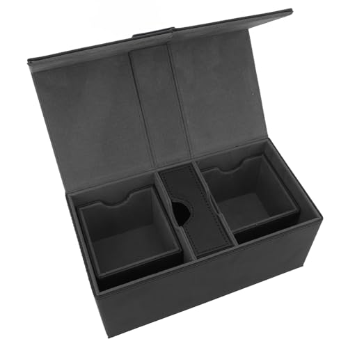 Kartendeck-Box, Kartendeck-Box mit Großem Fassungsvermögen, Magnetverschluss und 3 Schubladen für über 200 Karten, Kompatibel mit Basketball, Fußball, Karten und Mehr (Black) von Tbest