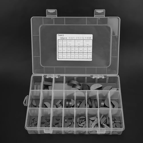 scheibenfeder,Scheibenfeder,Woodruff Key,Metrische Woodruff Keys,Woodruff Keys 135 Stück Woodruff Key Schwungrad Riemenscheibe Kurbel Way Key Sortiment Kit Für Mehrere Zwecke von Tbest