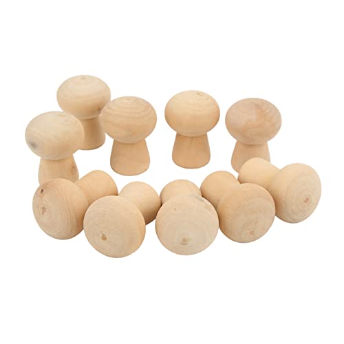 Set von 10 DIY -Holzpegpuppen, Belastbarer Holzpilzform, Unvollendet für Personalisierte Farbige Zeichnung und Dekoration von Tbest