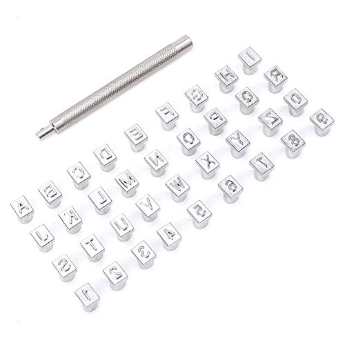 TBEST Stam, 36PCS BET & NUMBER PU SET Leder Ft Stam Tool Kit (Alphanumerisch 4 mm) (Alphanumerisch 6 mm) von Tbest