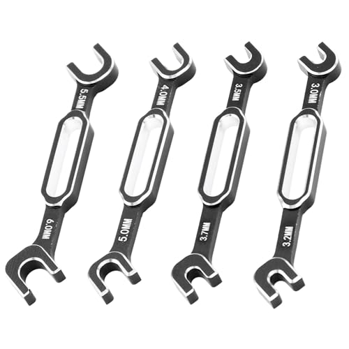 Tbest RC-Autoschlüssel, 4pcs RC Nuts Remover-Spannschlosskugelgelenk Wartung Spanner 3,0-6,0 Mm Geeignet Zum Einstellen von Kugelverbindungen, Driftautos, Wohnmobilen usw. (Black) von Tbest