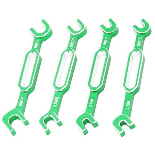 Tbest RC-Autoschlüssel, 4pcs RC Nuts Remover-Spannschlosskugelgelenk Wartung Spanner 3,0-6,0 Mm Geeignet Zum Einstellen von Kugelverbindungen, Driftautos, Wohnmobilen usw. (Green) von Tbest