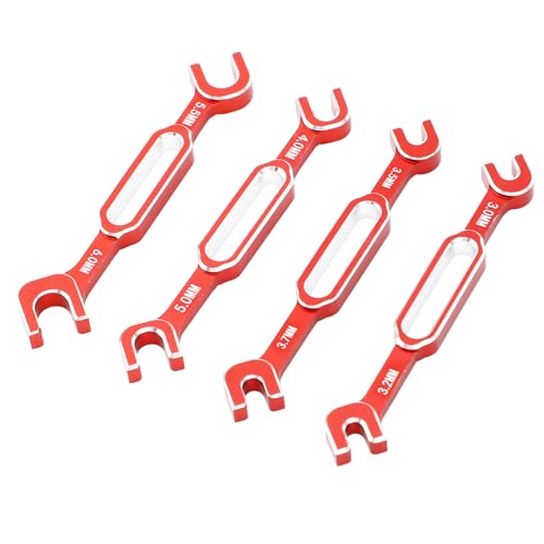 Tbest RC-Autoschlüssel, 4pcs RC Nuts Remover-Spannschlosskugelgelenk Wartung Spanner 3,0-6,0 Mm Geeignet Zum Einstellen von Kugelverbindungen, Driftautos, Wohnmobilen usw. (Rot) von Tbest