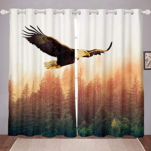 Adler Blickdichte Vorhänge Wildtier Vogel Vorhänge Für Kinder Schicke Natur Waldbaum Fenstervorhang 175x140cm Flying Tierwelt Schlafzimmer Dekor von Tbrand