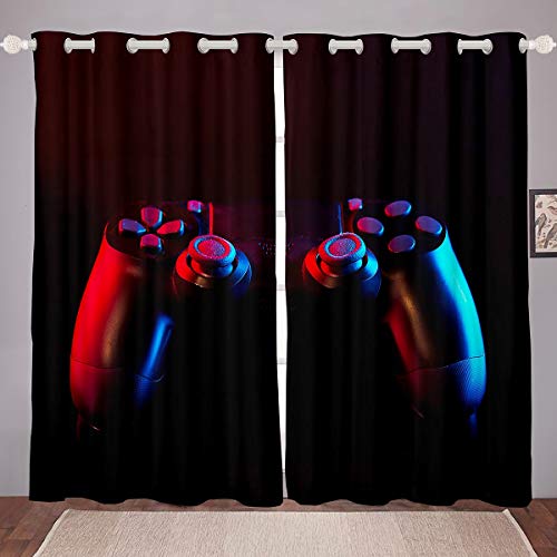 Gamepad Vorhänge Jungs Videospiel Gamepad Fenstervorhang 183x117cm Gamer Gaming Spiel Blickdichte Vorhänge für Teenager Spiel Controller Vorhänge Schwarz von Tbrand