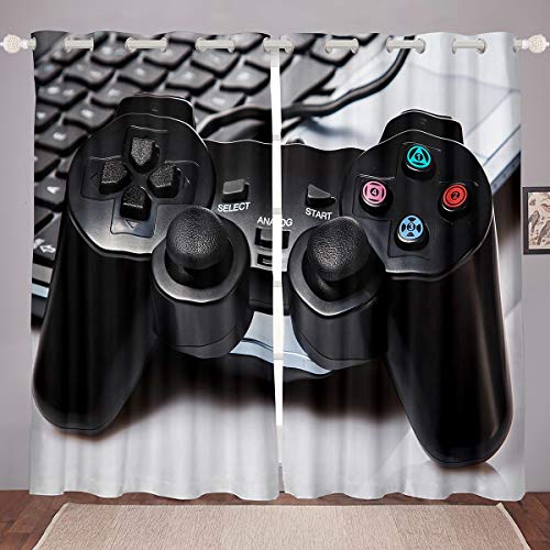 Tbrand Jugendliche Gamepad Blickdichte Vorhänge 175x140cm für Kinder Jungen Gamer Fenstervorhang Neuheit Modern Spiel Controller Vorhänge Dekorativ Raumdekoration Action Buttons von Tbrand