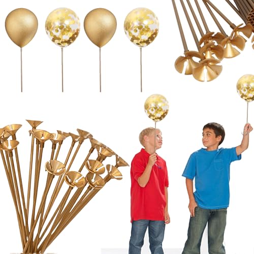 Tchsrim 100 Stück Luftballon Stäbe,Luftballon Halter,Wiederverwendbar Gold Luftballon Stäbe,Ballonstangen Luftballonstäbe mit Halterung für Dekoration Geburtstag,Party, Hochzeits, Feier Zubehör von Tchsrim