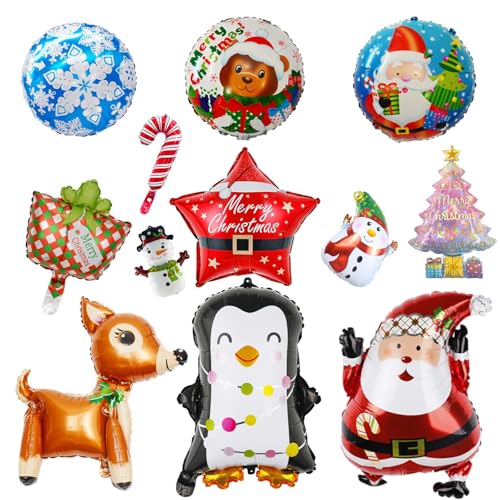 12pcs Weihnachtsballons, Weihnachts-Ballon,Wunderschöner Farbige Ballon Geeignet für Weihnachtsfeierdekoration, Firmenfeiern, Schaufensterdekoration, Partydekoration von Tcnzdy