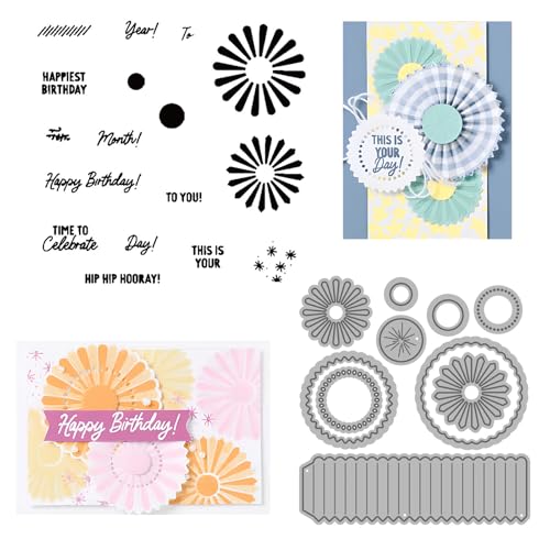 2 Stück Stanzschablonen Neuheiten 2024 Set, Stanzschablonen, Stanzformen Stempel Set für DIY Geburtstage Scrapbooking Kunst Handwerk Supplies Stamping Album Basteldekoration von Tcnzdy