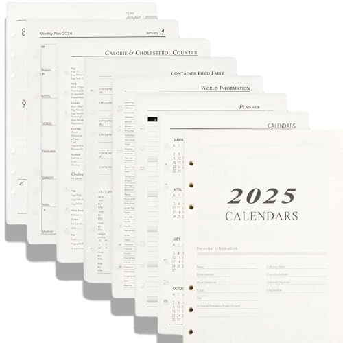 2025 Tagesplaner Nachfüllset A5, 6 Loch Kalendereinlage im A5-Format für tägliche Planung, kalendarium 2025 a5, 14x20.6cm Organizer-Papier für Journale und DIY-Projekte von Tcnzdy