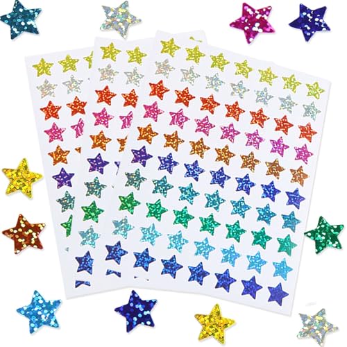 2100 Stück 10 Farben Glitzer Sticker, 1.5 cm Sticker Sterne Aufkleber Bunte Laser Belohnungssticker Sticker für Belohnungsdiagramm, Scrapbooking, Stickeralbum Leer zum Sammeln von Tcnzdy