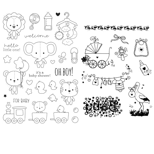 35 Stück Silikonstempel, Clear Stamps, Silikonstempel Tiere Klare Stempel Löwe, Bär, Hase, Elefant Und Hund Transparentes Stempel Siegel Clear Stamps für Kartenherstellung und Diy Scrapbooking Dekor von Tcnzdy