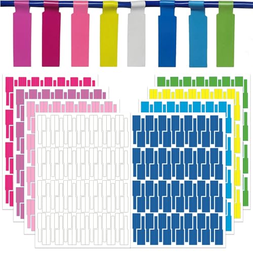 8 Farben 448 Stück Kabelbeschriftung, Selbstklebende Kabeletiketten, Wasserdicht Reißfest, Kabelbeschriftung Clip, A4 Beschriften, für Laserdrucker Kabelbeschriftung von Tcnzdy