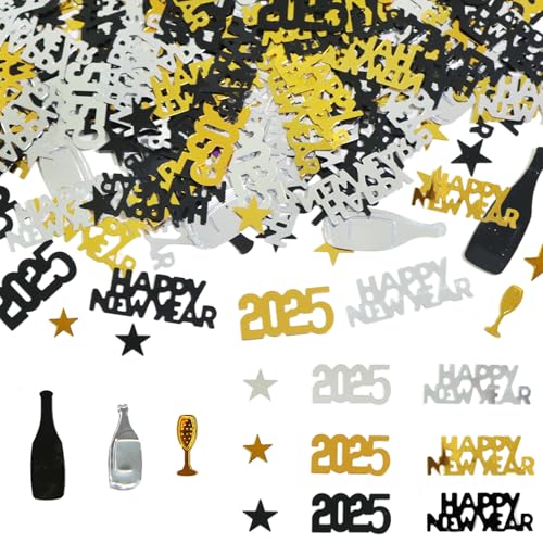 Silvester Deko 2025, Konfetti Silvester Deko 2025 Frohes Neues Jahr Konfetti für Silvester Tischdekoration Neujahr Partygeschenke Happy New Year Dekorationen für Karneval Party von Tcnzdy