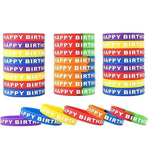 Tdyatocept 18 StüCk Happy Birthday GummiarmbäNder, Farbige SilikonarmbäNder für GeburtstagsfeierzubehöR BegüNstigt 6 Stile von Tdyatocept