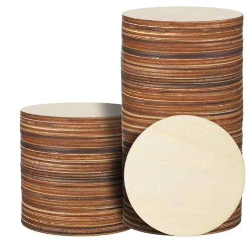 Tdyatocept 36 Stück 4-Holzkreise, Leere Holzrunden, Holzfarbe, Naturholz, Runde Ausschnitte, Scheiben von Tdyatocept
