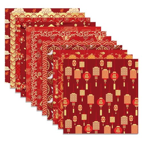 Tdyatocept Chinesisches Neujahrs-Scrapbook-Papierblock, 24 Stück, das Frühlingsfest, Doppelseitiges Decopodge-Papier, Kartonpapier, Langlebig, Einfache Installation von Tdyatocept