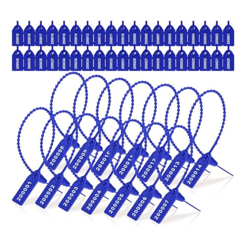 Tdyatocept Feuerlöscher-Etikett, Siegel, Sicherheitsnummer, Reißverschlusskragen, 250 mm Länge, 2000 Stück, Blau von Tdyatocept