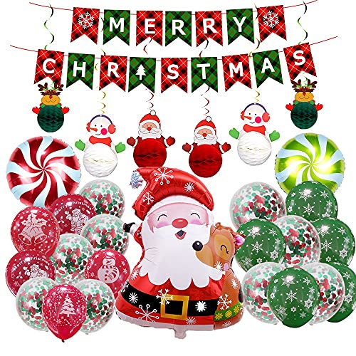 Tdyatocept Rot GrüN Weihnachten Balloon Kit Frohe Weihnachten Banner für DIY Weihnachten Fenster Hintergrund Dekoration B von Tdyatocept