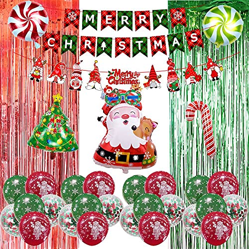 Tdyatocept Rot GrüN Weihnachten Balloon Kit Frohe Weihnachten Banner für DIY Weihnachten Fenster Hintergrund Dekoration C von Tdyatocept