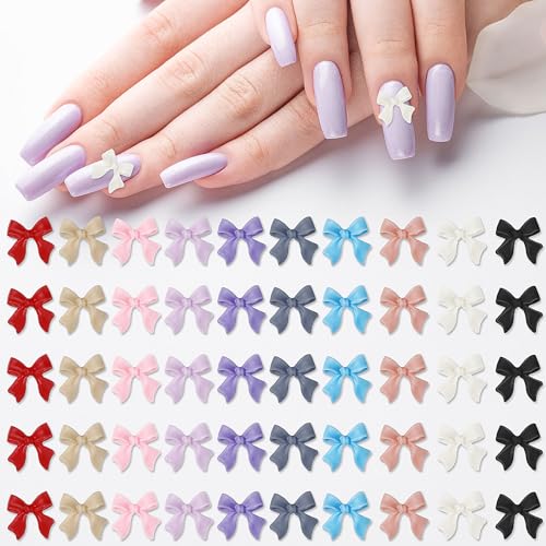 100 Stück Bows for Nails, Nageldesign Sticker Nagel Charms Nail Charms Nagel Stickers, Nail Art Deko Für Nägel Nagelsticker Selbstklebend Nail Stickers Schmetterlings Krawatte für DIY Dekoration von Teaaha