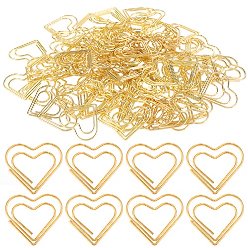 100 Stück Büroklammern Herz Büroklammern Groß gold Büroklammer Herzförmige büroklammern motiv Liebe Büroklammern Spender Herz Paper Clips Für Dekorative Hochzeiten Postkarten Schule Büro Vorräte von Teaaha